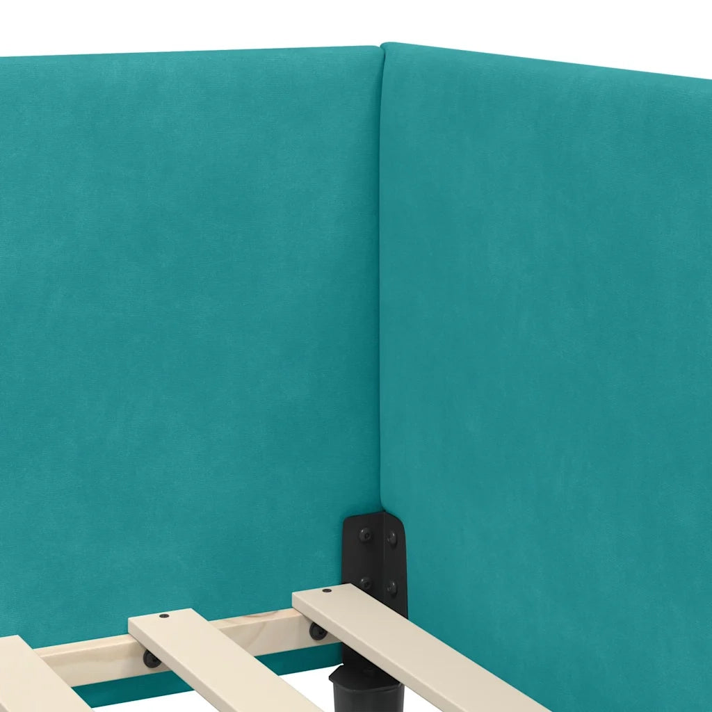 Letto singolo | Letto per adulti | Struttura Letto Angolare con Materasso 2 pcs Turchese Velluto