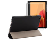 Custodia per Samsung Galaxy Tab A7 10.4" con Vetro Temperato Incluso - Cover Slim in Pelle PU Magnetica Nero