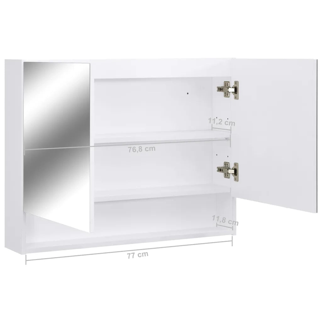 Armadietto a Specchio | Armadio da bagno con LED Bianco 80x15x60 cm in MDF