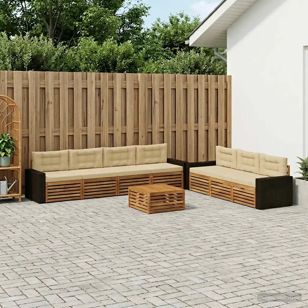 Set di divani da esterno 8 pcs Naturale e Beige 79 x 79 x 37 cm 3383126