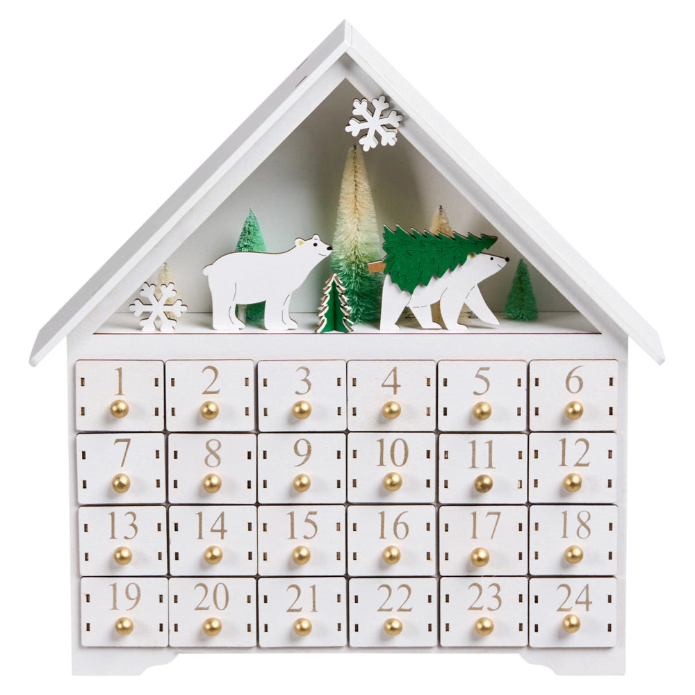 Decorazione natalizia LED in legno Calendario dell'Avvento Bianco da interno