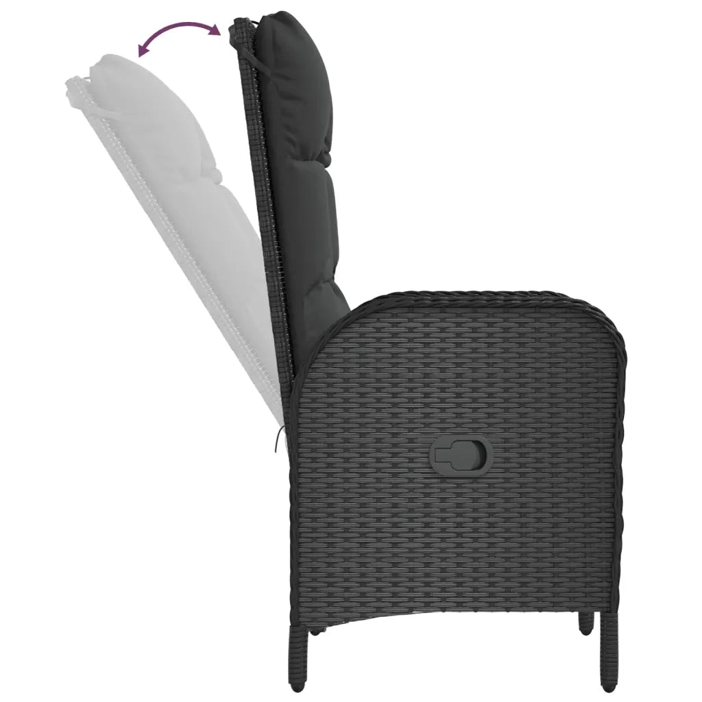 Set da Pranzo da Giardino 5 pz Nero con Cuscini in Polyrattan 3185088