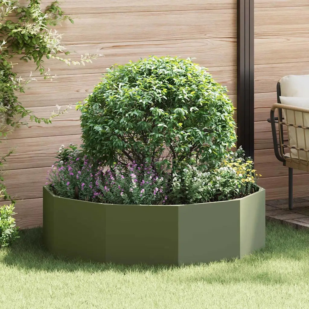 Fioriera | Cassetta per fiori | Vaso Verde oliva 120 x 120 x 35 cm Acciaio