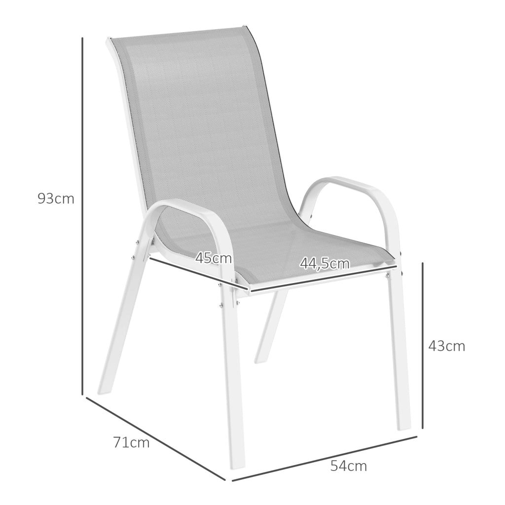 Set 4 Sedie da Giardino Apilabili con Schienale Alto e Struttura in Acciaio Grigio ¨C Minimal ¨C 44x44x95 cm