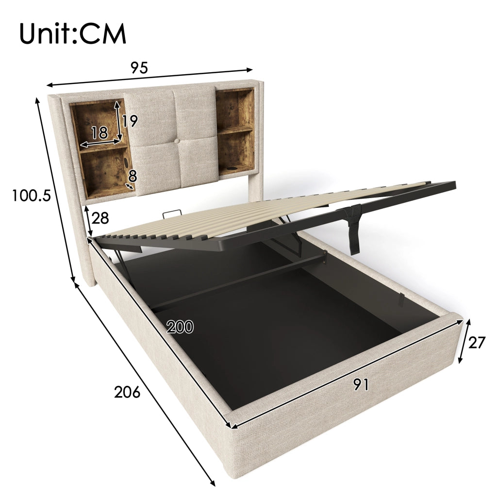 letto imbottito lino naturale 90 x 200 cm