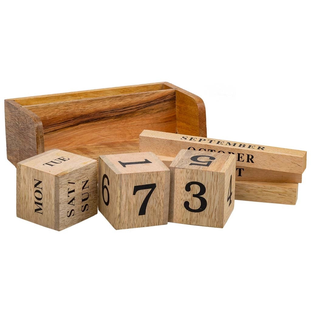 Calendario porta biglietti in legno marrone 19x10x11h