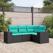 Set Divani da Giardino 4 pz con Cuscini Nero in Polyrattan 3222506