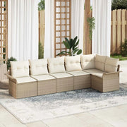 Set Divano da Giardino con cuscino 6 pcs Beige Poly Rattan 3354050
