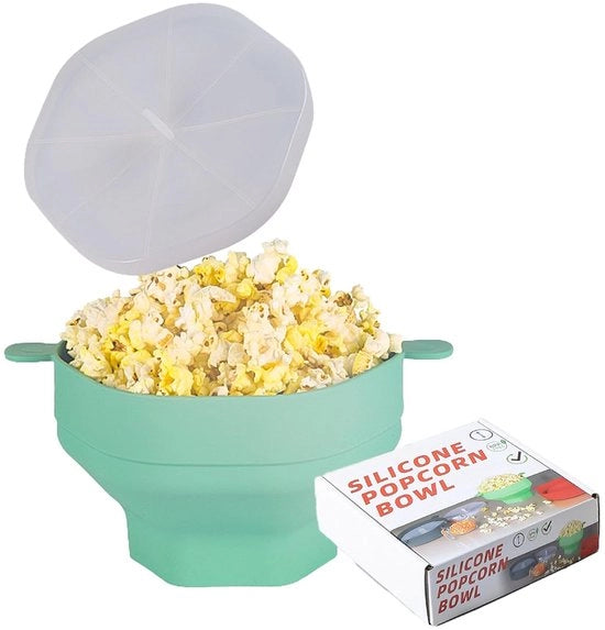 Popcornkom in Silicone - Resistente al Magnetron - Facile da Pulire - Manico - Adatto per Feste - Boccale per Popcorn