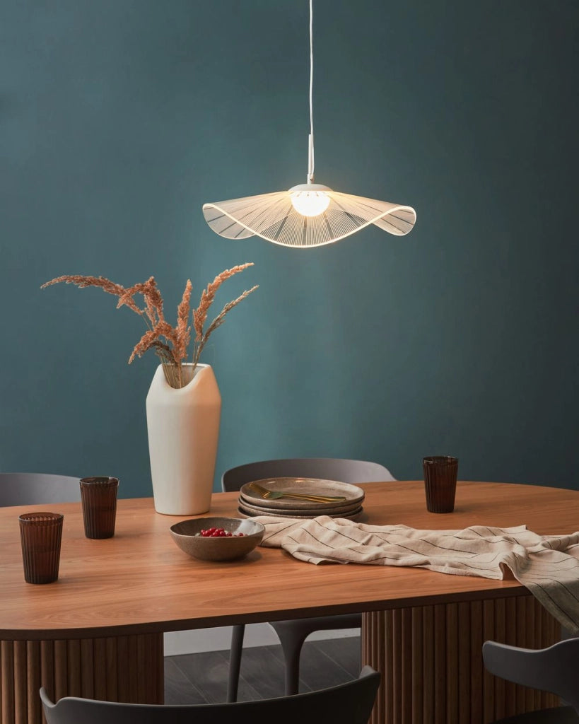 Lampada a sospensione a LED in metallo bianco con paralume acrilico aperto per l'illuminazione a sospensione