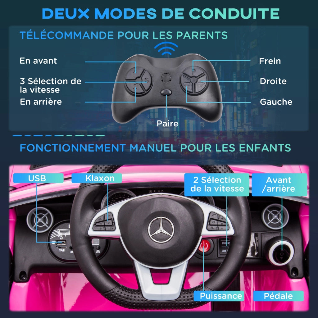 Auto Bambini Mercedes SLC 300 Elettrica 12V ¨C Zephmum ¨C Rosa con Telecomando