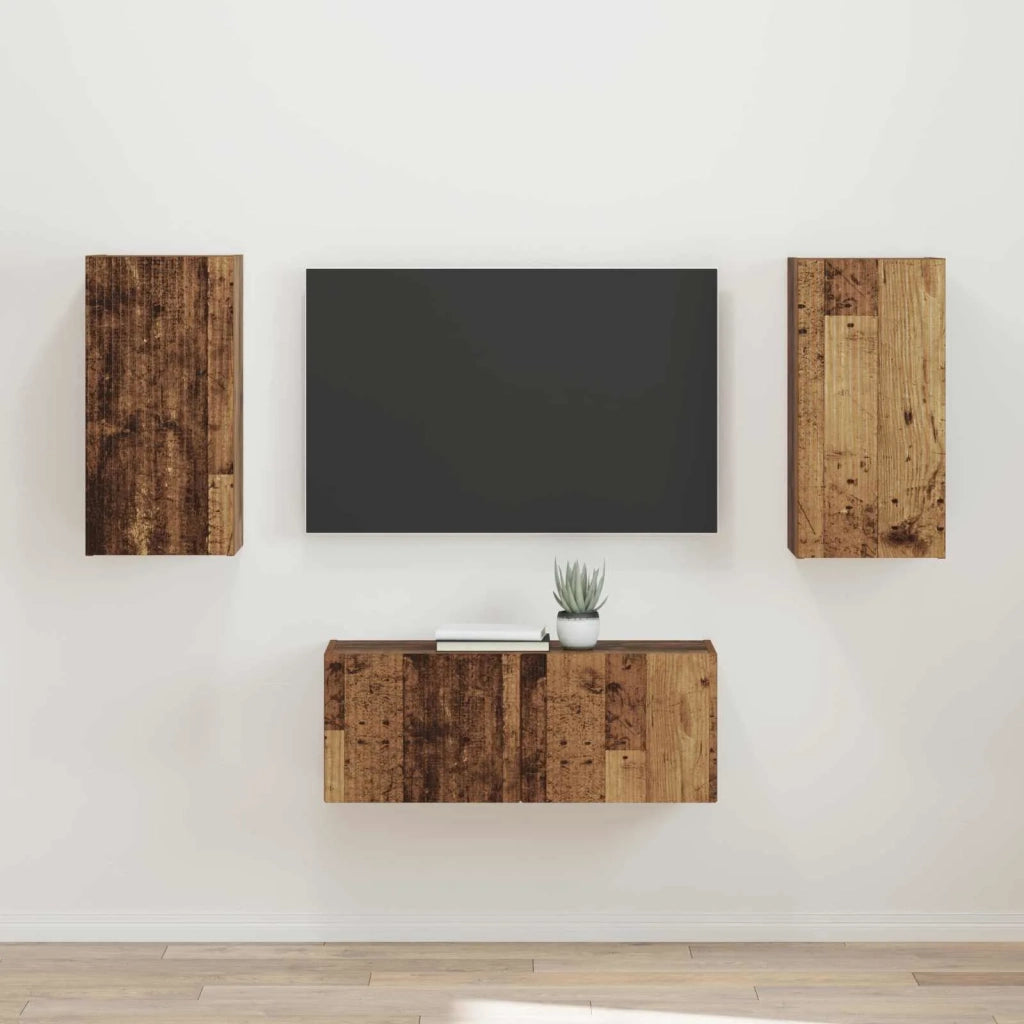 Set mobile TV 2 pz-Credenza per TV Legno vecchio Legno multistrato 461642