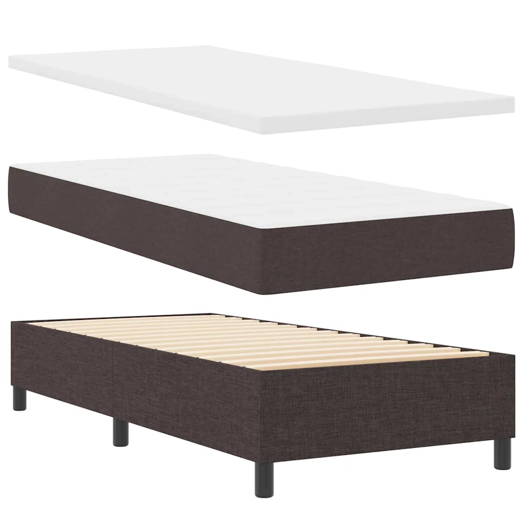 Letto a molle con materasso Marrone scuro 90 x 200 cm Tessuto 3342763