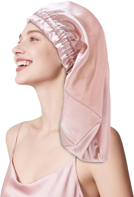Bonnet in Seta di Seta 100% - Sfioratura Luxe - Respirante - Senza Pressione - Ideale per Capelli Lunghi/Crini - 58 cm