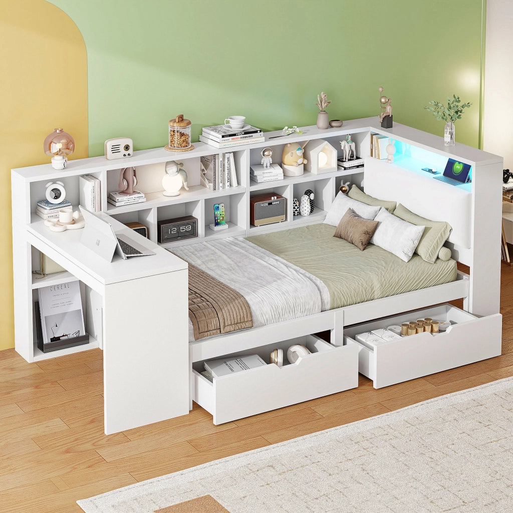 letto piattaforma in mdf e compensato bianco 90 x 200 cm