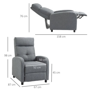 POLTRONA Relax reclinabile in poliestere grigio fino a 155° portata 150 kg