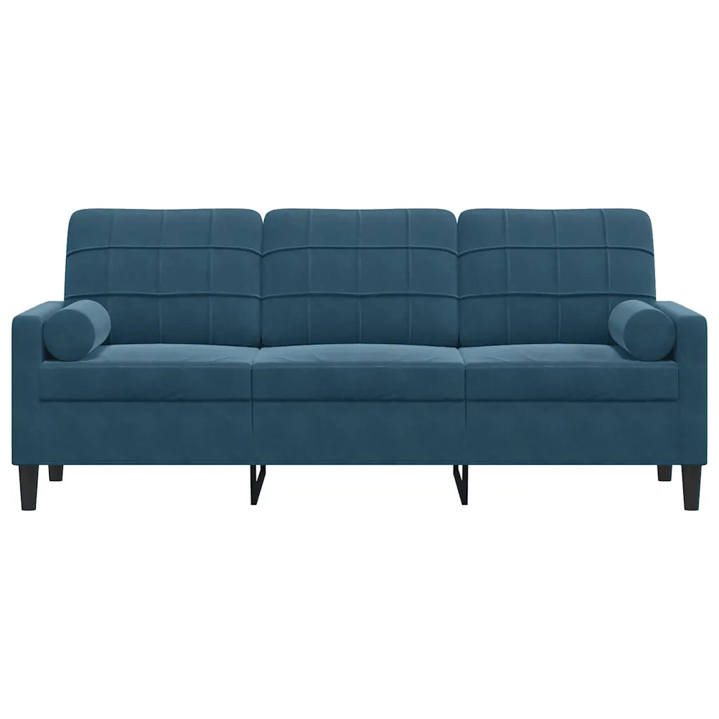 Divano a 3 Posti con Cuscini-Sofa 3 Posti con Cuscini Blu 180 cm in Velluto 595318