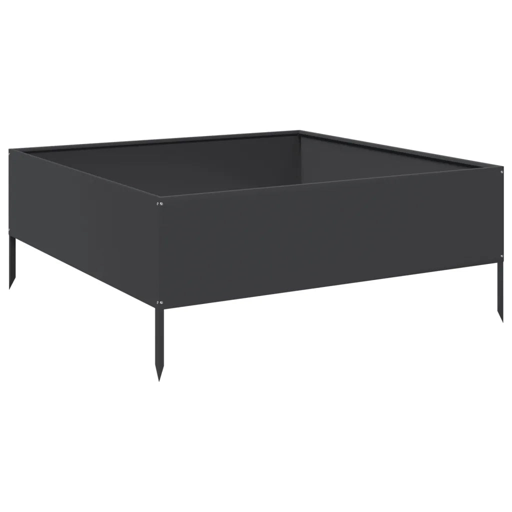 Fioriera | Cassetta per fiori | Vaso Rialzata da Giardino Nera 100x100x41 cm in Acciaio