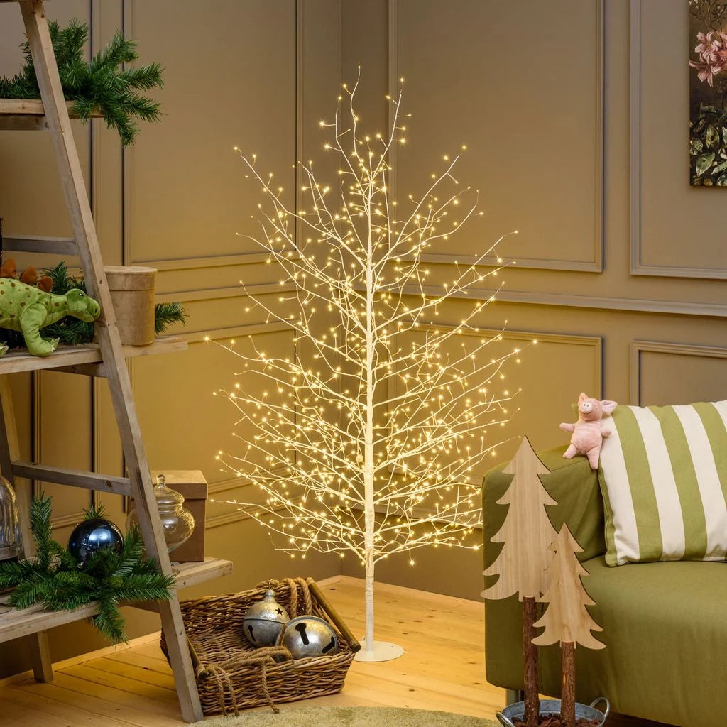 Albero Ramo Tiglio bianco o champagne da 1,7 m, 784 microled bianco caldo, uso interno - bianco