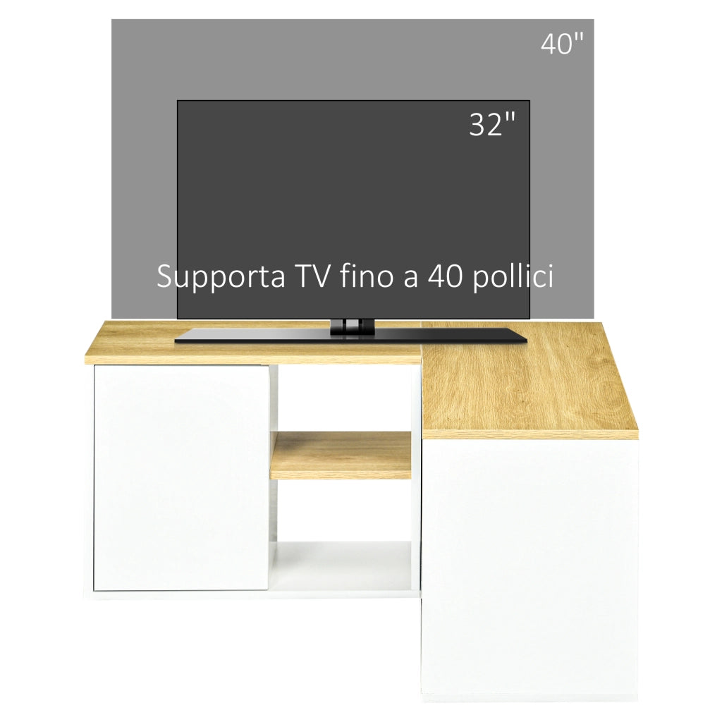 Mobile TV ad angolo 90x90 ¨C Xylo ¨C truciolato 3 ripiani 2 ante 40 pollici