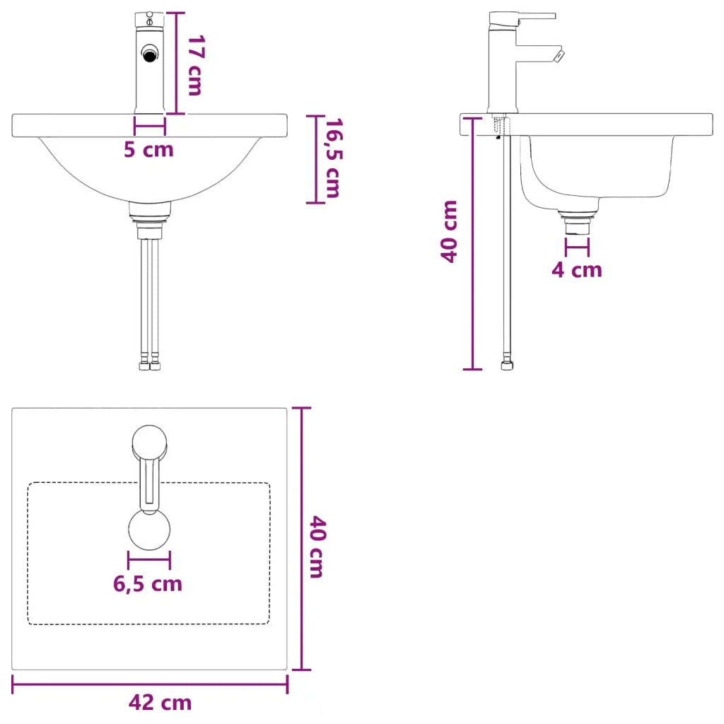 Mobile da bagno con lavabo Rovere Nero 42 x 40 x 84,5 cm 890769