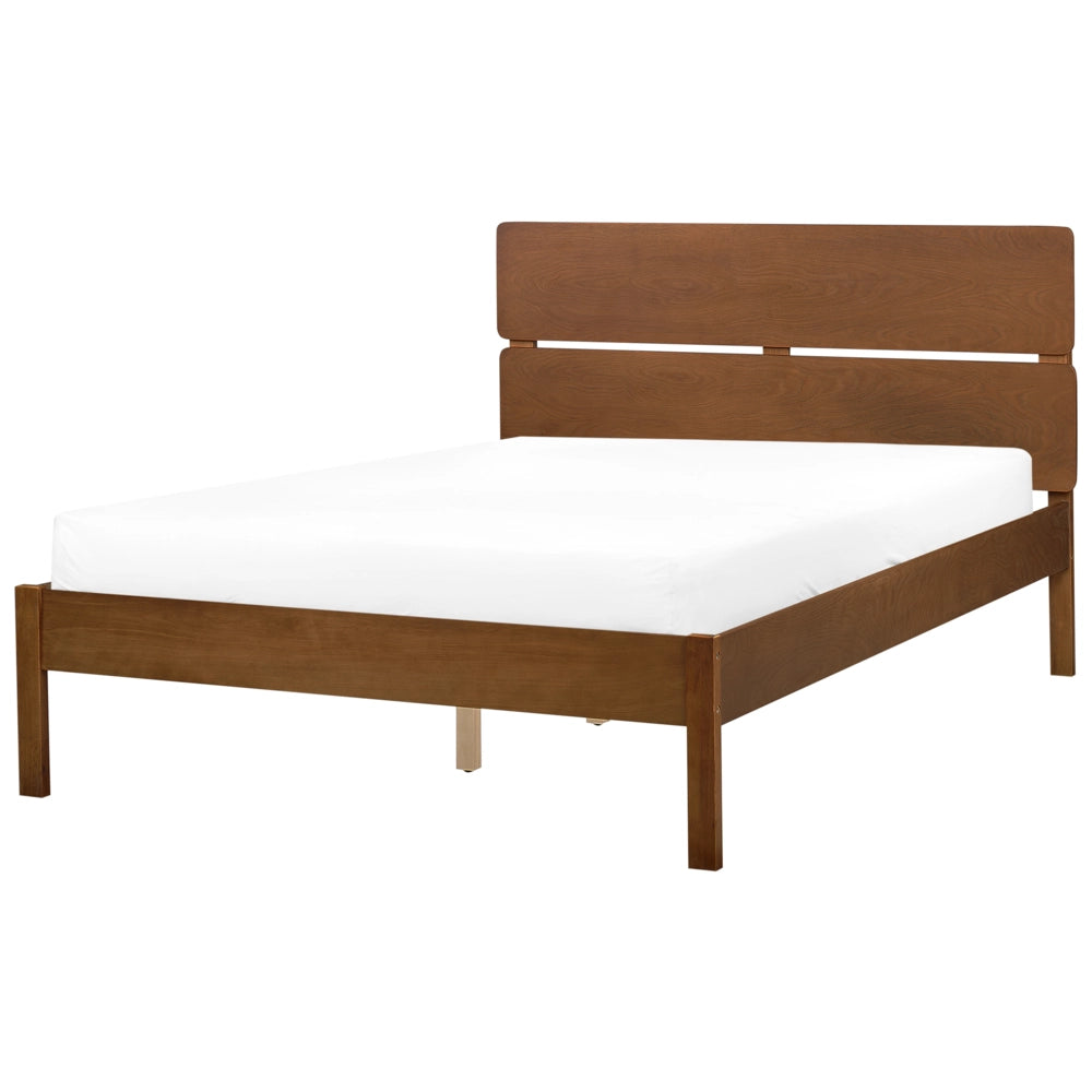 Letto in marrone scuro UE matrimoniale 120 x 200 cm con testiera a doghe Stile rustico minimalista