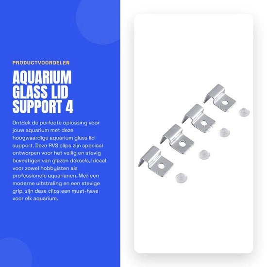 Supporto per coperchio acquario in acciaio inossidabile - Set di 4 - 6 mm - Antiscivolo - Duraturo e corrosione resistente - Clip per acquario