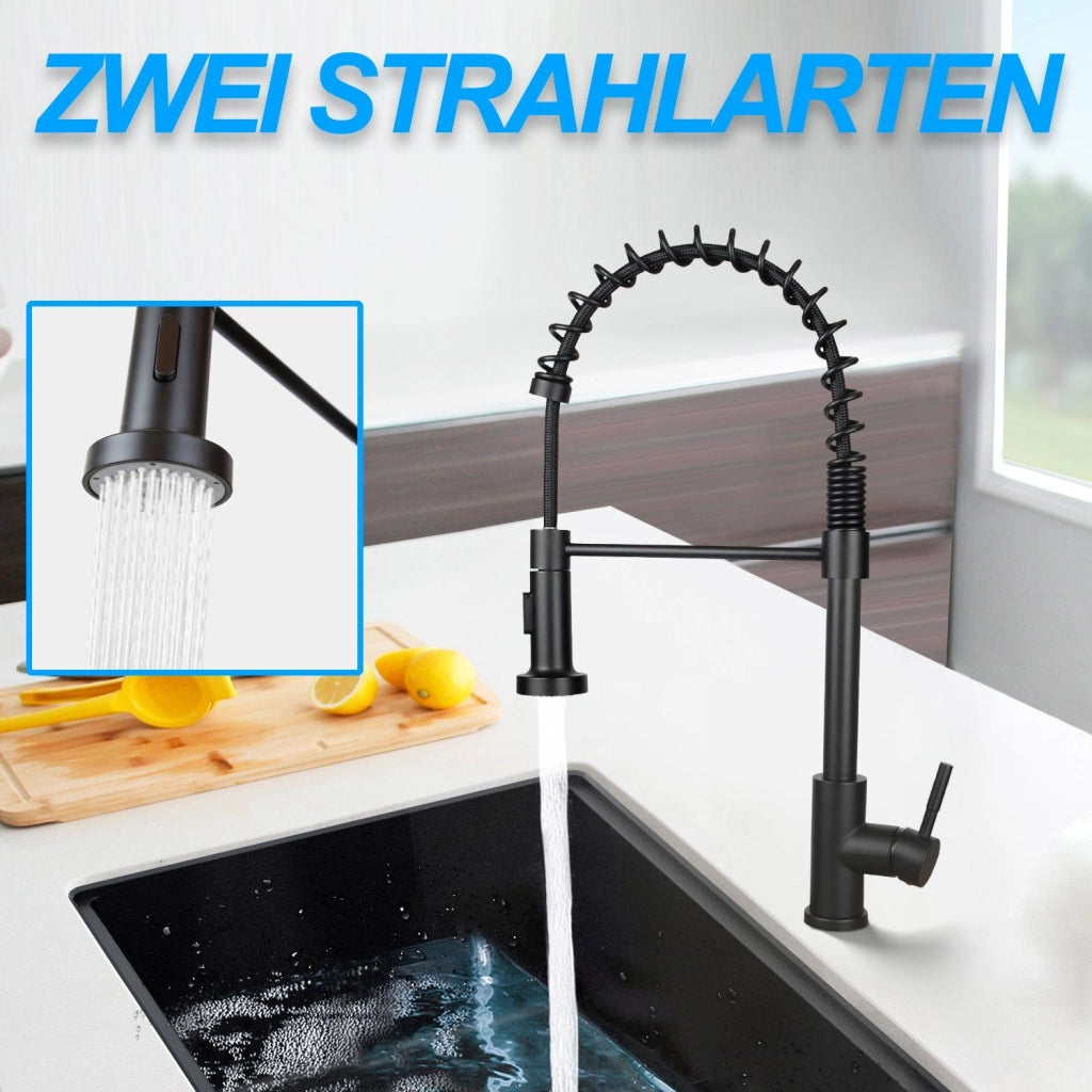 ZMH Miscelatore nero con doccia estraibile e design arcuato