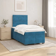 Letto box spring con materasso Blu 120 x 200 cm Velluto 3453630