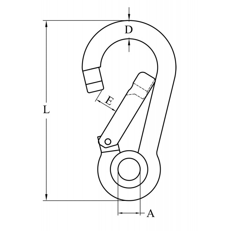 MOSCHET. INOX C/OCCHIO Ø MM.5X50 CARABINE Ø MM.11X120