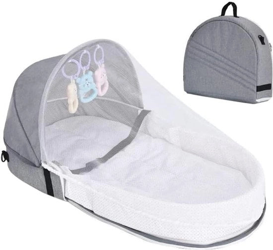 Letto Portatile per Bambini con Cuscino - Culla per Bambini Opportuna - Grigio