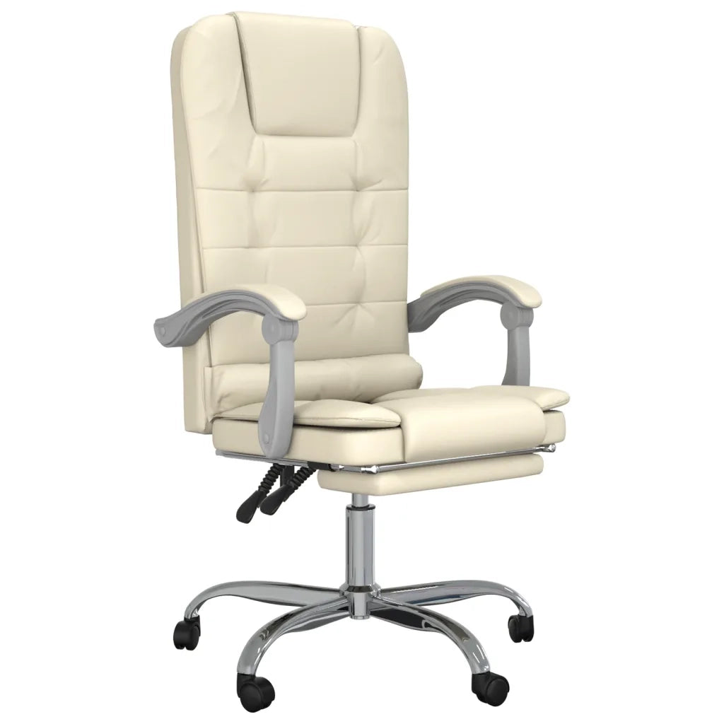 Poltrona da Ufficio Massaggiante Reclinabile Crema Similpelle 349670
