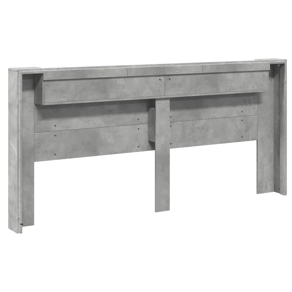 Testiera | Testata con Contenitore a LED Grigio Cemento 220x16,5x103,5 cm