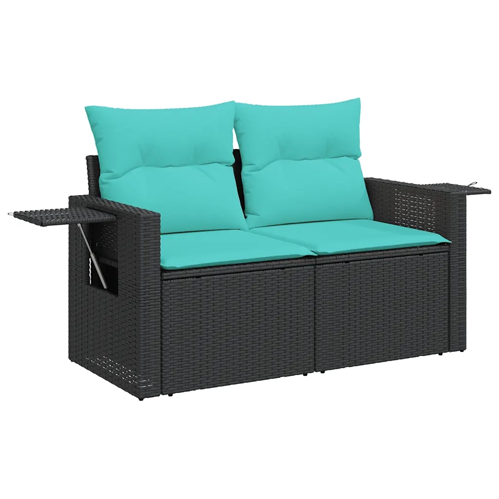 Set Divani da Giardino 5 pz con Cuscini in Polyrattan Nero 3327144