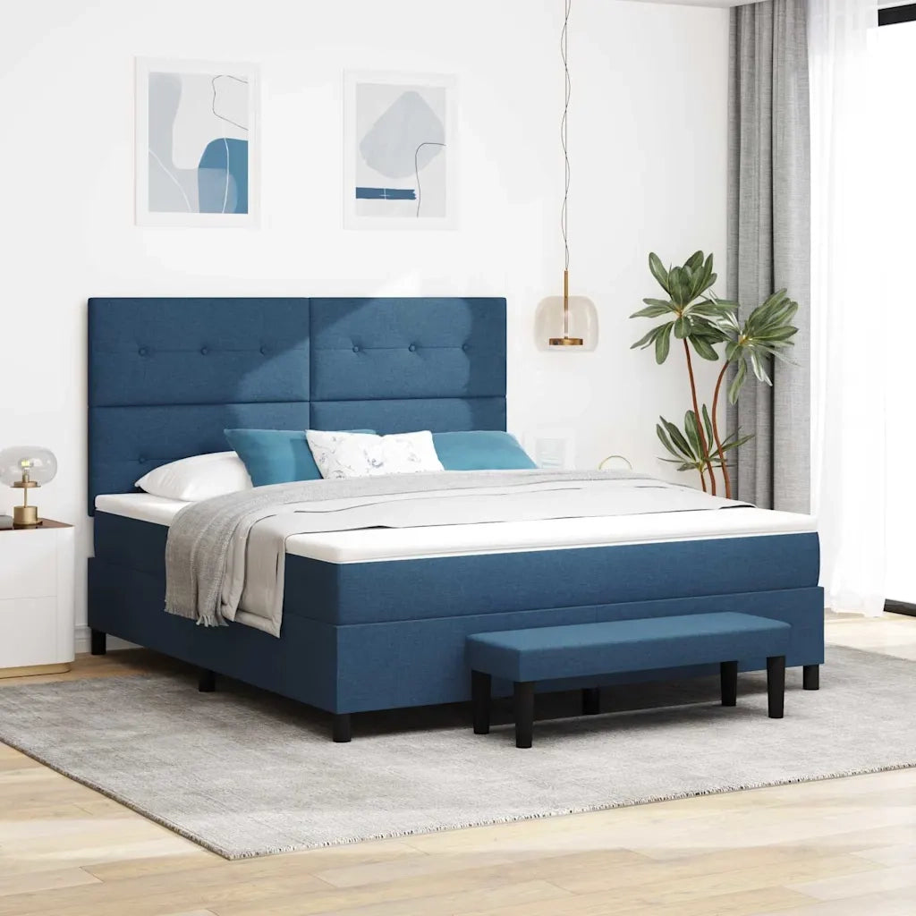 Letto a molle con materasso Blu 180 x 200 cm Tessuto