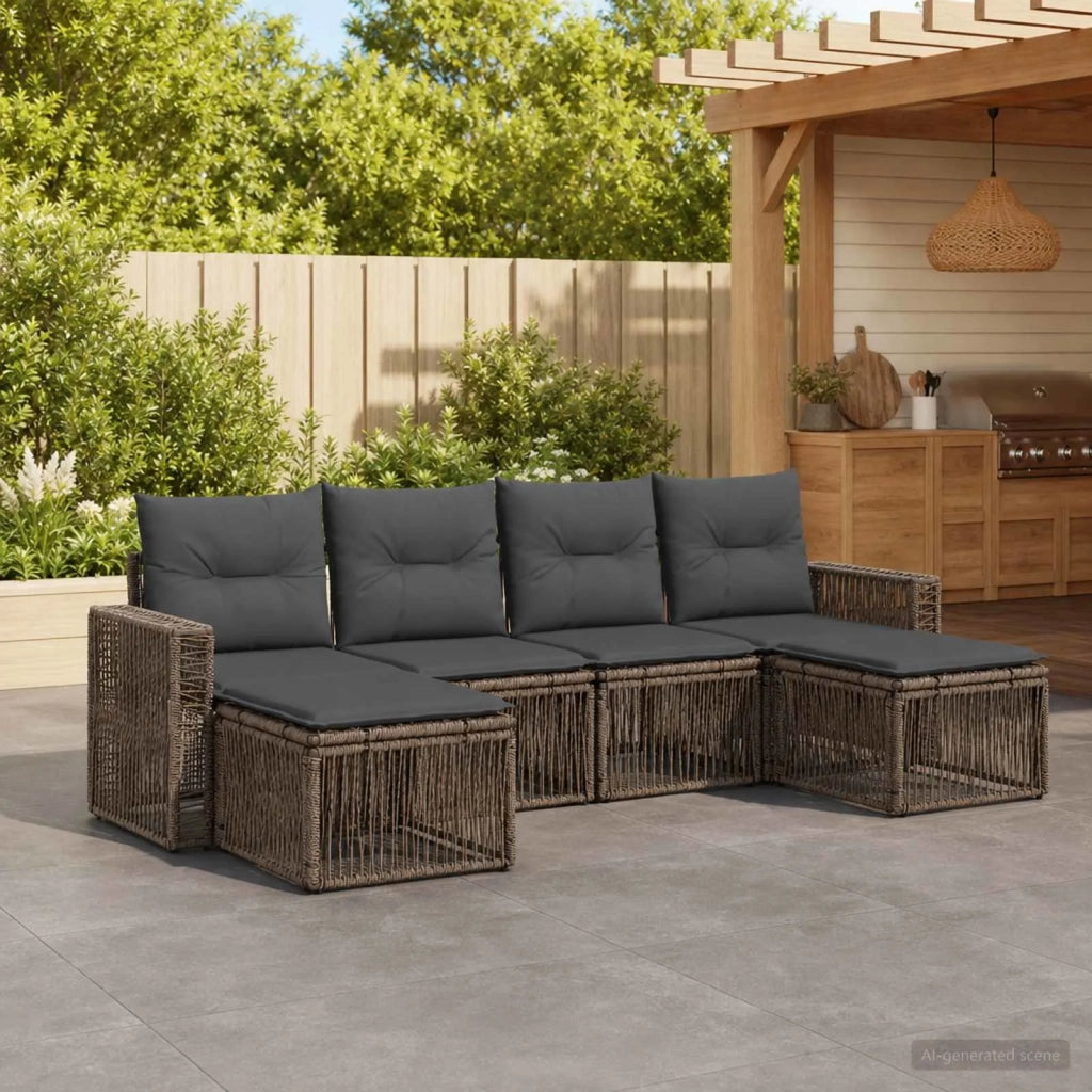 Set Divano da Giardino 6 pz Grigio e Grigio Scuro polyrattan 3435203