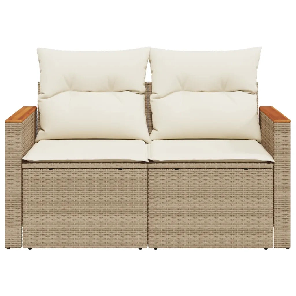 Divano da Giardino con Cuscini a 2 Posti Beige in Polyrattan 366083