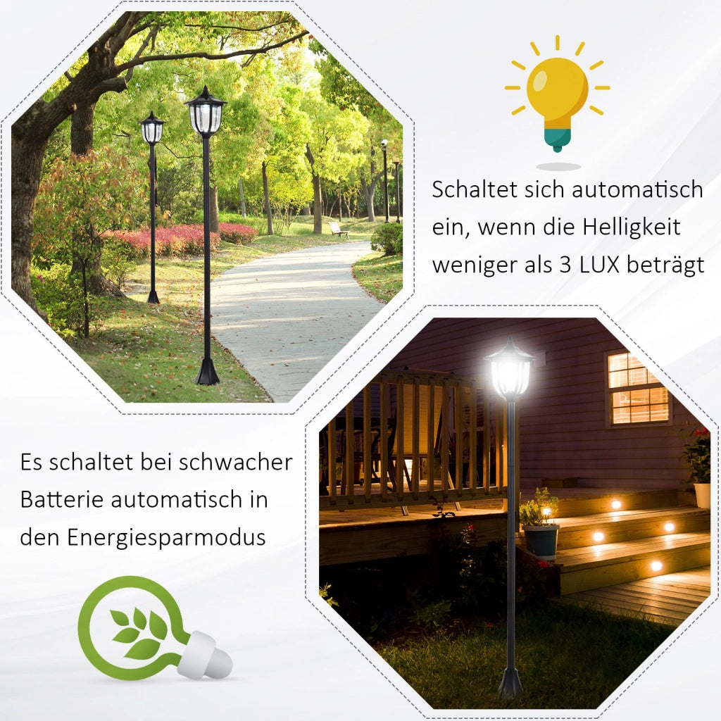 Lampada da Giardino LED Solar ¨C Minimal ¨C Plastica 177 cm Nero