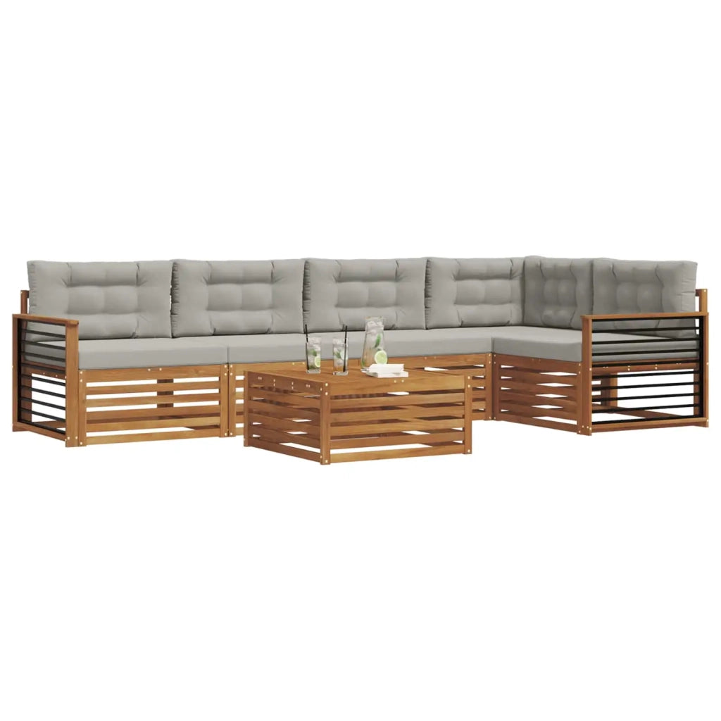 Set di divani da esterno 6 pcs Grigio Naturale e Chiaro 3373511