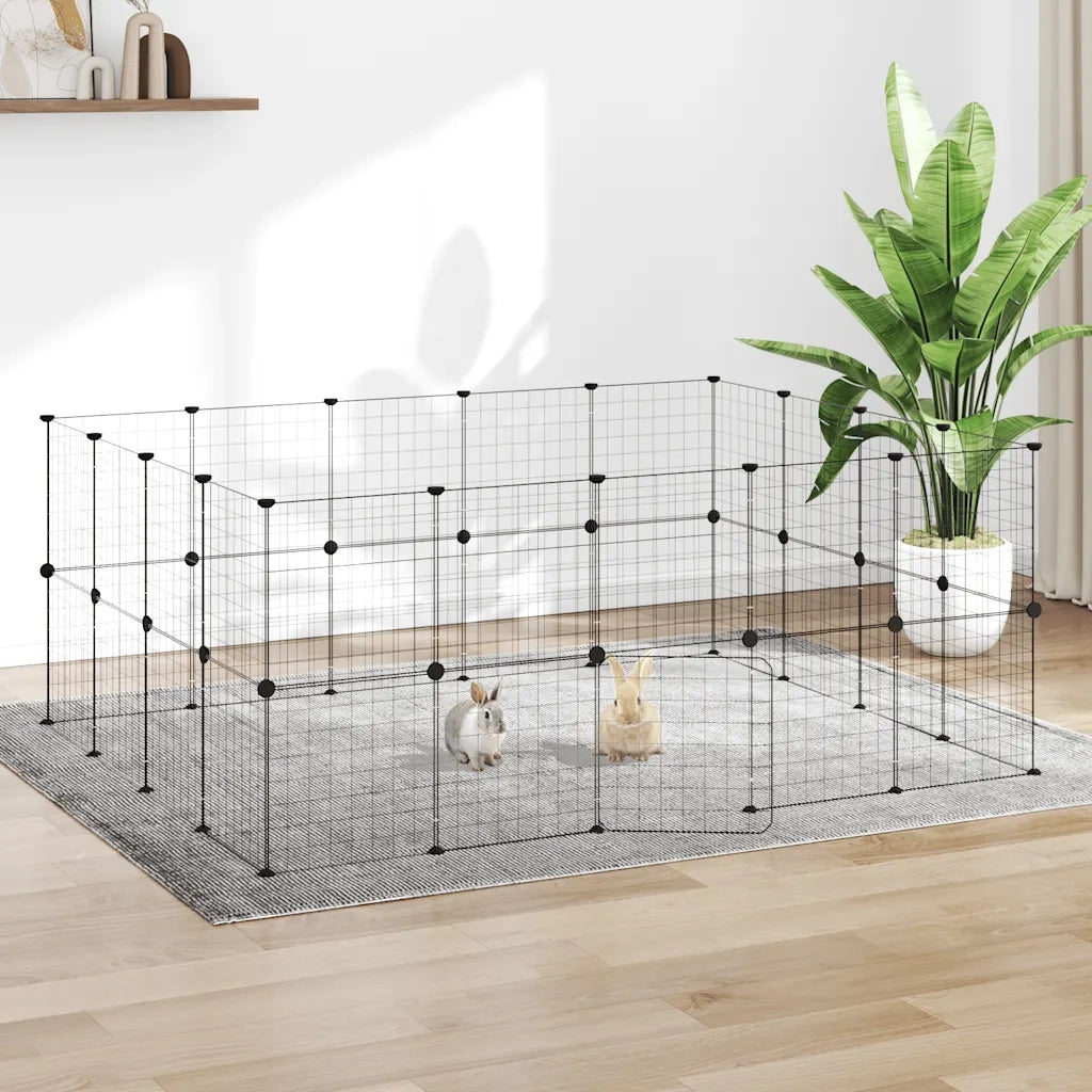 Gabbia per Animali 36 Pannelli con Porta Nera 35x35 cm Acciaio CFW8968142