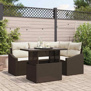 Set Divano da Giardino con cuscino 5 pcs Marrone e Crema 3357731