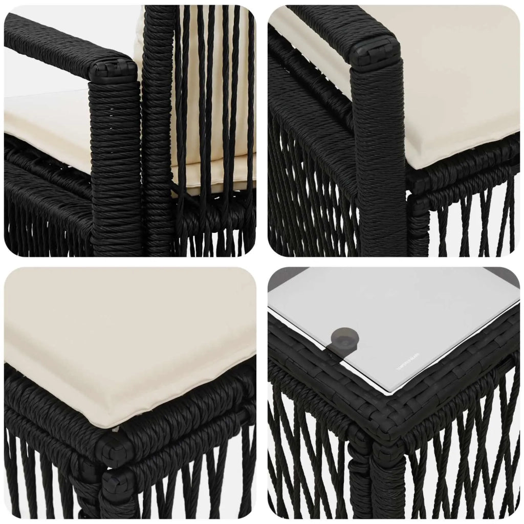 Set Divano da Giardino 9 pz Nero polyrattan 3435655