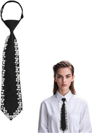 Stropdas per donne con perle, cravatta clip-on regolabile