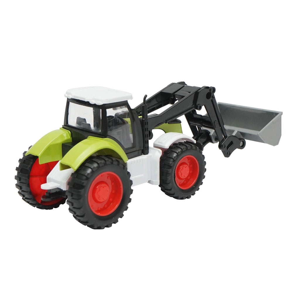 Trattore verde con pala anteriore, 175x65x80mm, giocattolo per bambini +3 anni