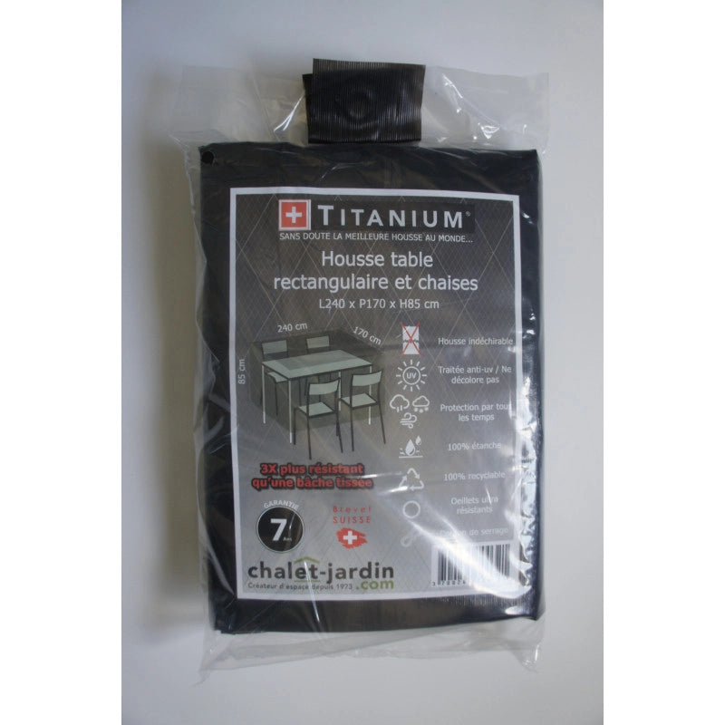 Copertura TITANIUM per tavolo rettangolare e sedie 240 x 170 x 85 cm