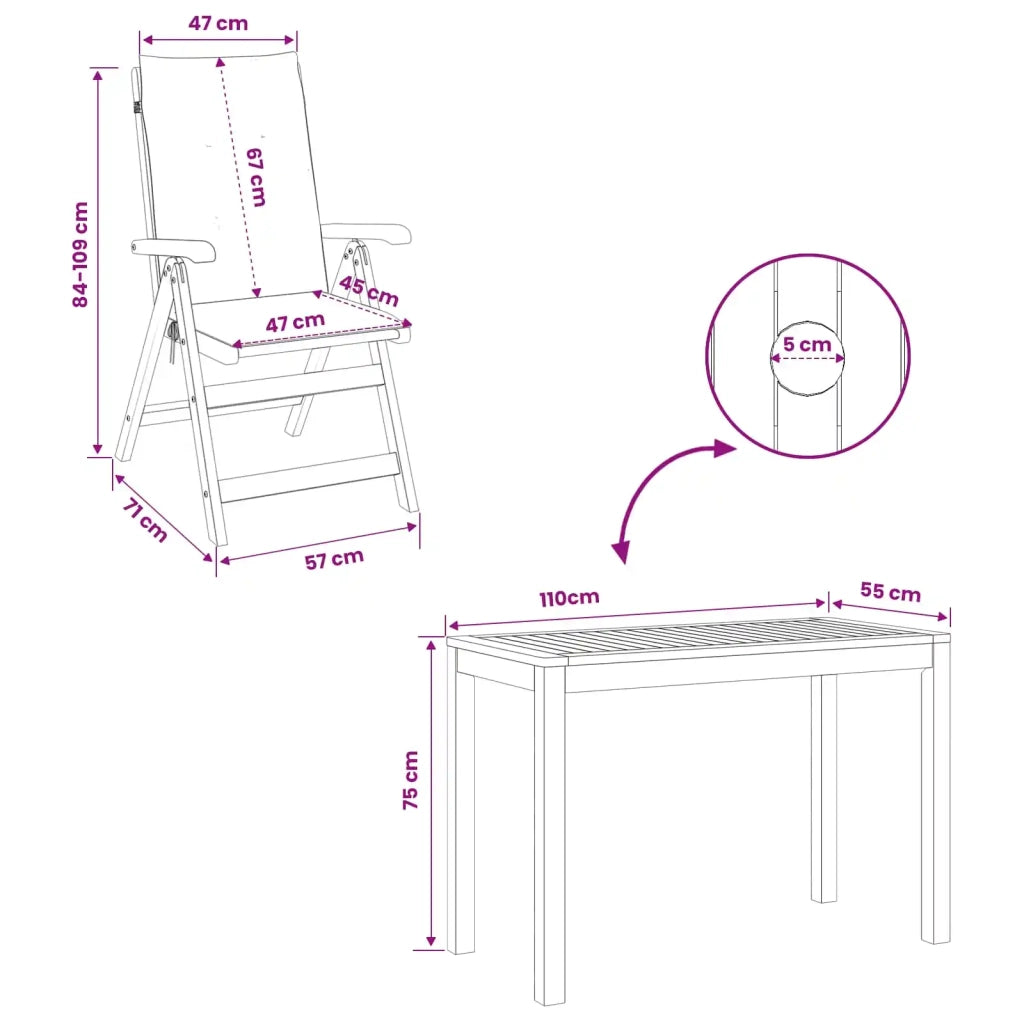 Set da pranzo da giardino 3 pezzi 3 pz Naturale 3434602