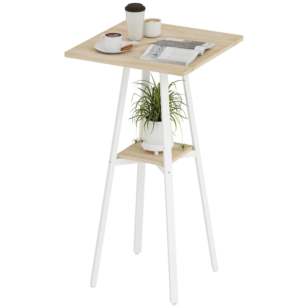 Tavolo da bar quadrato per 2 persone con ripiano ¨C Minimal ¨C naturale e bianco 55x55x95