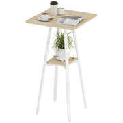 Tavolo da bar quadrato per 2 persone con ripiano ¨C Minimal ¨C naturale e bianco 55x55x95