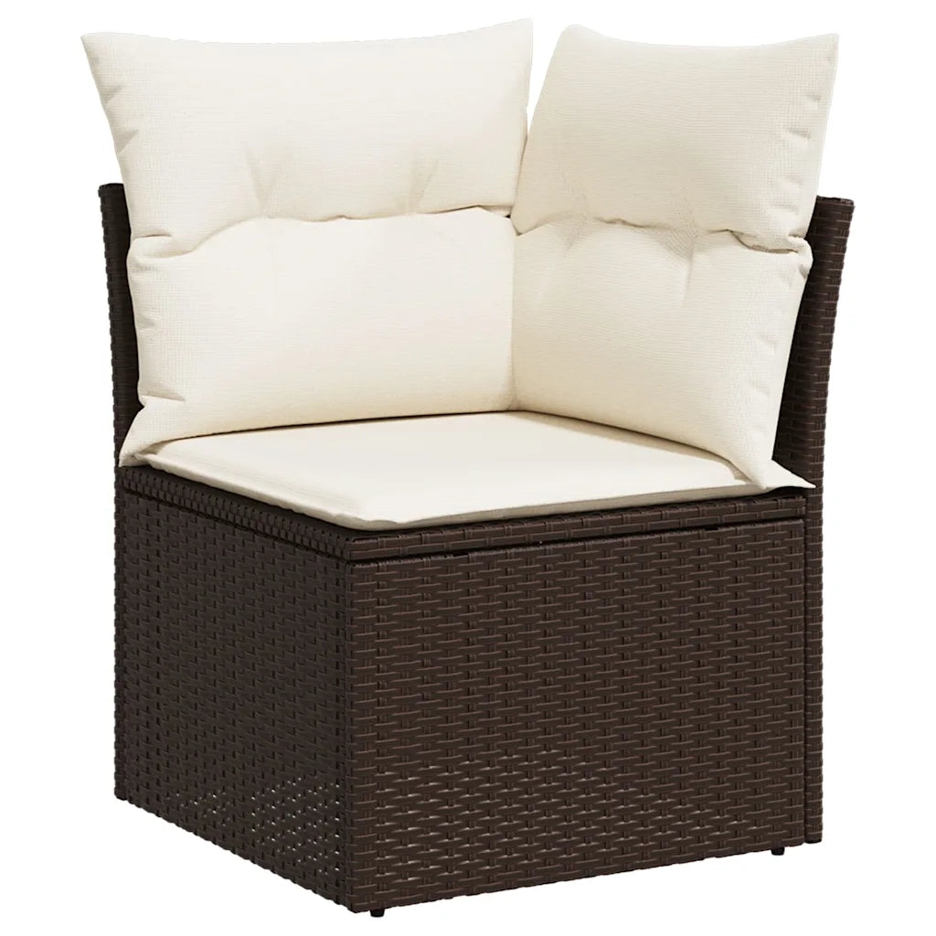 Set Divani da Giardino 9pz con Cuscini Marrone in Polyrattan 3268733