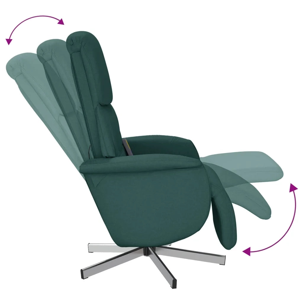 Poltrona Reclinabile Massaggio Poggiapiedi Verde Scuro Tessuto 356673